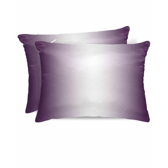 Hokiten King Size Pillow Cases Set of 2, Pillow Covers for Bed, Dark Purple Ombre Satin Pillowcases with Zipper for Hair/Skin, Purple White Gradient Modern Abstract Art 20x36 Inches