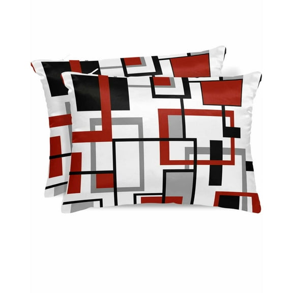 Hokiten King Size Pillow Cases Set of 2, Pillow Covers for Bed, Middle Century Red, Satin Pillowcases with Zipper for Hair/Skin, Pillow Protector Cover, Abstract Grey Watercolor 20x36 Inches