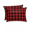 thumbnail image 1 of Hokiten King Size Pillow Cases Set of 2, Pillow Covers for Bed, Red Black Buffalo Check Satin Pillowcases with Zipper for Hair/Skin, Rustic Modern Art Green Plaid 20x36 Inches, 1 of 6