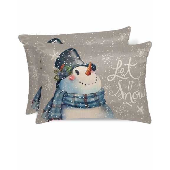 Hokiten King Size Pillow Cases Set of 2, Pillow Covers for Bed, Vintage Snowman, Satin Pillowcases with Zipper for Hair/Skin, Pillow Protector Cover, ,Merry Christmas Snowflake Grey 20x36 Inches