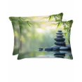 thumbnail image 1 of Hokiten King Size Pillow Cases Set of 2, Pillow Covers for Bed, Zen Stones Satin Pillowcases with Zipper for Hair/Skin, Pillow Protector Cover, Nature Water Reflection Country Botanical 20x36 Inches, 1 of 6