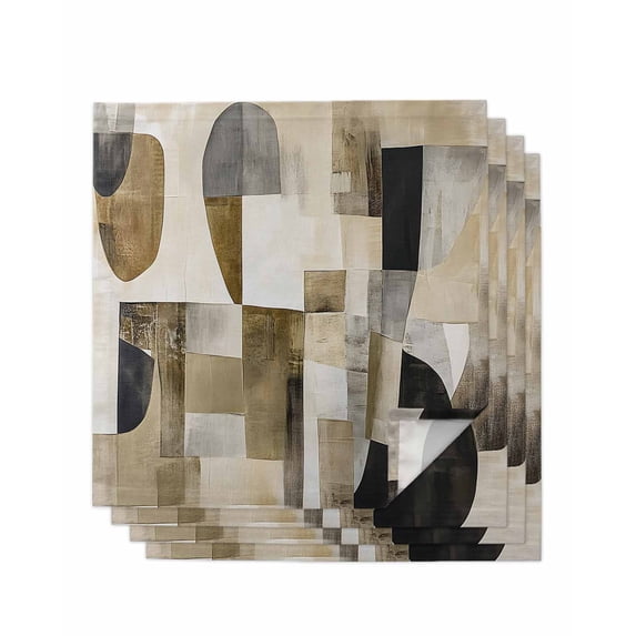 Hokiten Kitchen Dinner Napkins Set of 4 Abstract Black Brown Cloth Napkins Reusable Washable Table Napkins for Weddings Cocktail Parties Holiday Table Decor 20x20 Inch