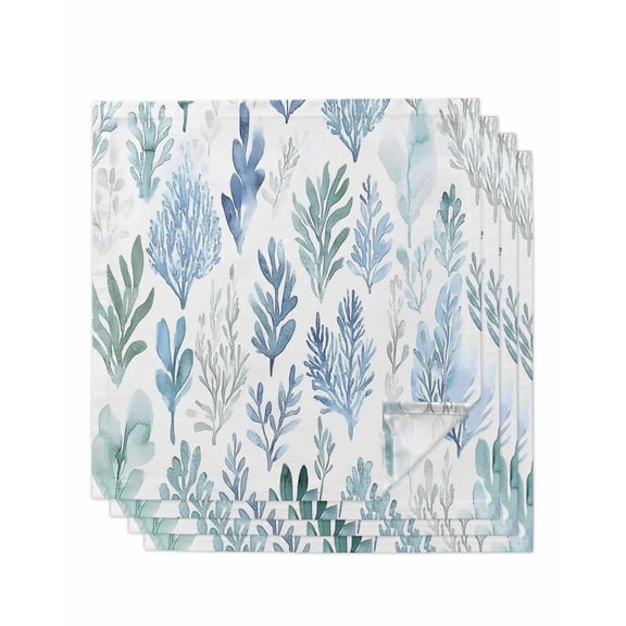 Hokiten Kitchen Dinner Napkins Set of 4 Blue Green Botanical Cloth Napkins Reusable Washable Table Napkins for Weddings Cocktail Parties Holiday Table Decor 20x20 Inch
