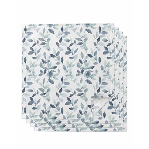 Hokiten Kitchen Dinner Napkins Set of 4 Blue Teal Leaves Cloth Napkins Reusable Washable Table Napkins for Weddings Cocktail Parties Holiday Table Decor 20x20 Inch