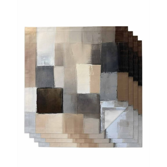 Hokiten Kitchen Dinner Napkins Set of 4 Brown Beige Plaid Cloth Napkins Reusable Washable Table Napkins for Weddings Cocktail Parties Holiday Table Decor 20x20 Inch