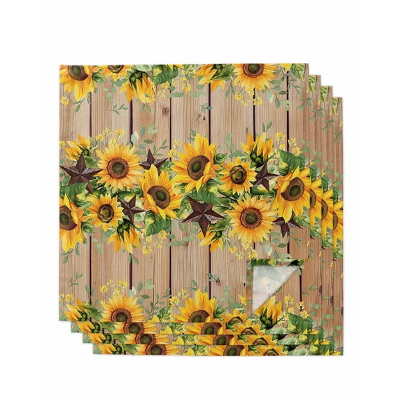 Hokiten Kitchen Dinner Napkins Set of 4 Brown Sunflower Cloth Napkins Reusable Washable Table Napkins for Weddings Cocktail Parties Holiday Table Decor 20x20 Inch