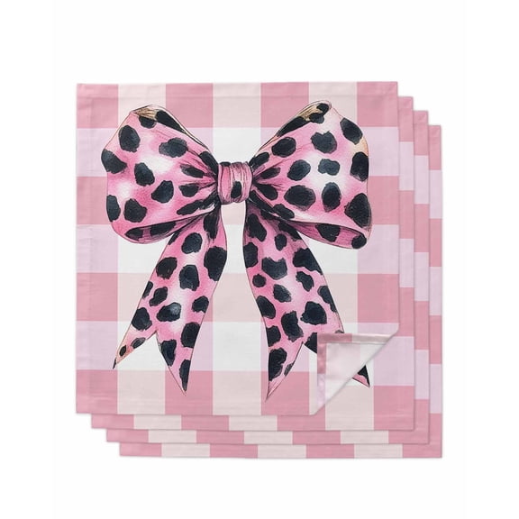 Hokiten Kitchen Dinner Napkins Set of 4 Checkered Bow Cloth Napkins Reusable Washable Table Napkins for Weddings Cocktail Parties Holiday Table Decor 20x20 Inch