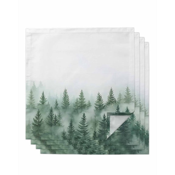 Hokiten Kitchen Dinner Napkins Set of 4 Country Mist Forest Cloth Napkins Reusable Washable Table Napkins for Weddings Cocktail Parties Holiday Table Decor 20x20 Inch