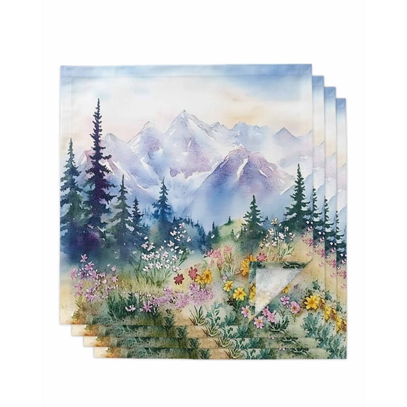 Hokiten Kitchen Dinner Napkins Set of 4 Forest Mountains Cloth Napkins Reusable Washable Table Napkins for Weddings Cocktail Parties Holiday Table Decor 20x20 Inch