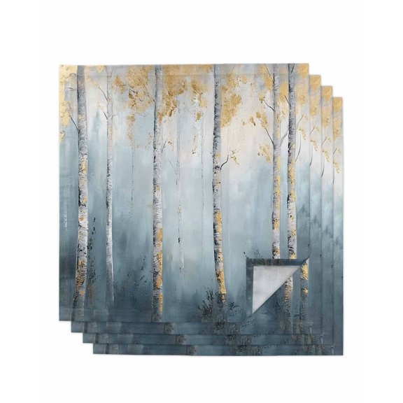 Hokiten Kitchen Dinner Napkins Set of 4 Forest Tree Cloth Napkins Reusable Washable Table Napkins for Weddings Cocktail Parties Holiday Table Decor 20x20 Inch
