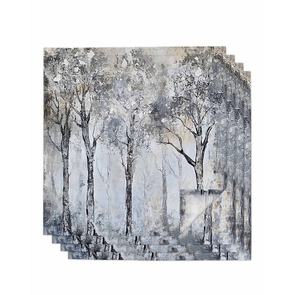 Hokiten Kitchen Dinner Napkins Set of 4 Gray Forest Cloth Napkins Reusable Washable Table Napkins for Weddings Cocktail Parties Holiday Table Decor 20x20 Inch