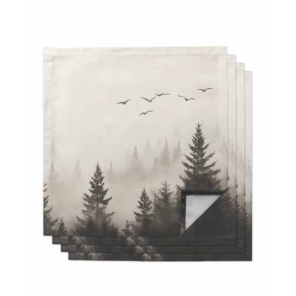 Hokiten Kitchen Dinner Napkins Set of 4 Gray Mist Forest Cloth Napkins Reusable Washable Table Napkins for Weddings Cocktail Parties Holiday Table Decor 20x20 Inch