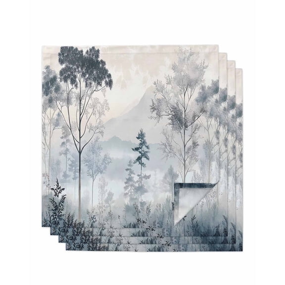 Hokiten Kitchen Dinner Napkins Set of 4 Gray Ombre Forest Cloth Napkins Reusable Washable Table Napkins for Weddings Cocktail Parties Holiday Table Decor 20x20 Inch