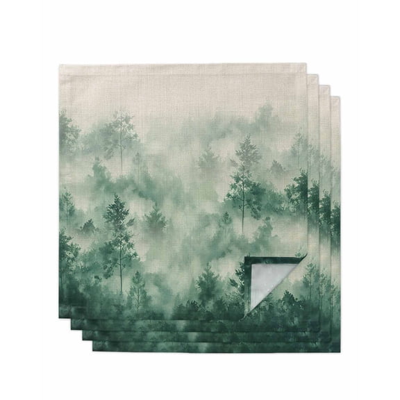 Hokiten Kitchen Dinner Napkins Set of 4 Green Forest Rustic Cloth Napkins Reusable Washable Table Napkins for Weddings Cocktail Parties Holiday Table Decor 20x20 Inch