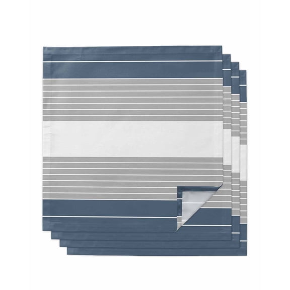 Hokiten Kitchen Dinner Napkins Set of 4 Haze Blue Grey Stripe Cloth Napkins Reusable Washable Table Napkins for Weddings Cocktail Parties Holiday Table Decor 20x20 Inch