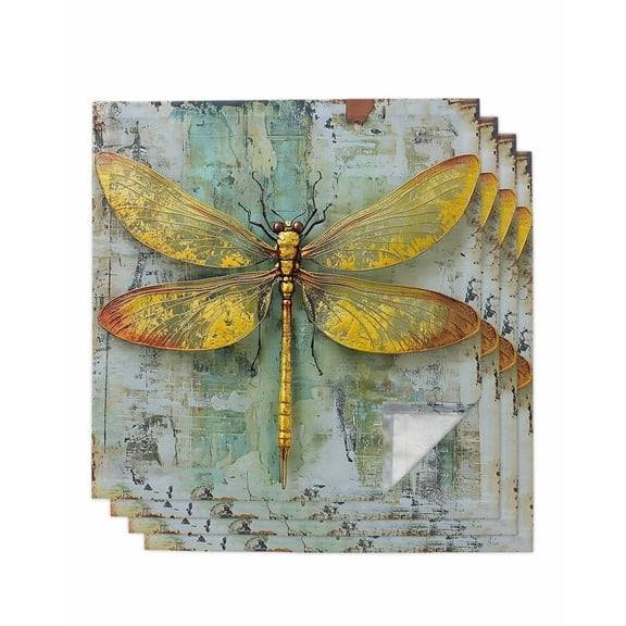 Hokiten Kitchen Dinner Napkins Set of 4 Ombre Dragonfly Cloth Napkins Reusable Washable Table Napkins for Weddings Cocktail Parties Holiday Table Decor 20x20 Inch