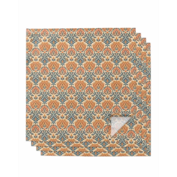 Hokiten Kitchen Dinner Napkins Set of 4 Orange Blue Geometric Cloth Napkins Reusable Washable Table Napkins for Weddings Cocktail Parties Holiday Table Decor 20x20 Inch