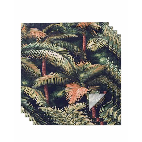 Hokiten Kitchen Dinner Napkins Set of 4 Palm Forest Cloth Napkins Reusable Washable Table Napkins for Weddings Cocktail Parties Holiday Table Decor 20x20 Inch