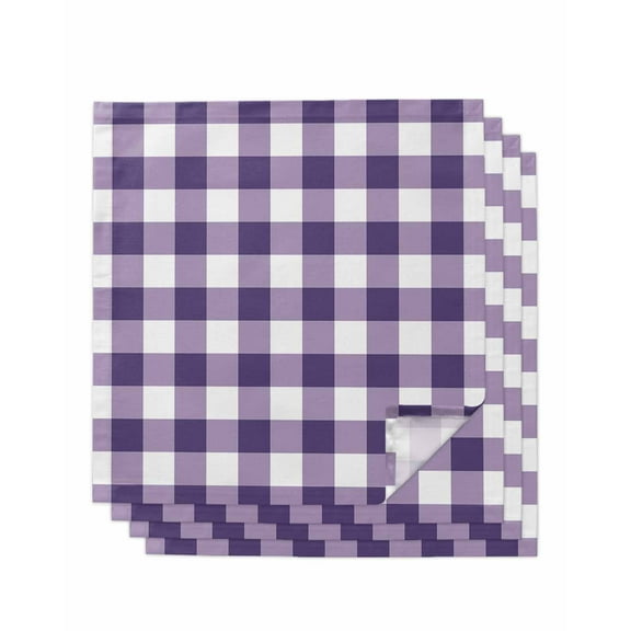 Hokiten Kitchen Dinner Napkins Set of 4 Purple Checkered Cloth Napkins Reusable Washable Table Napkins for Weddings Cocktail Parties Holiday Table Decor 20x20 Inch