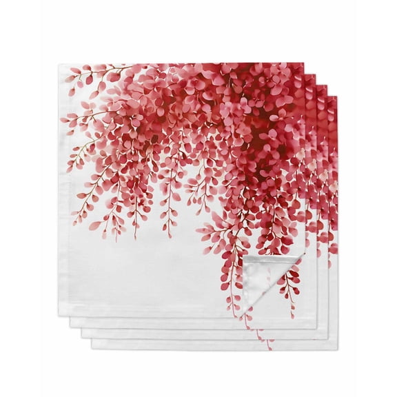 Hokiten Kitchen Dinner Napkins Set of 4 Red Eucalyptus Leaves Cloth Napkins Reusable Washable Table Napkins for Weddings Cocktail Parties Holiday Table Decor 20x20 Inch