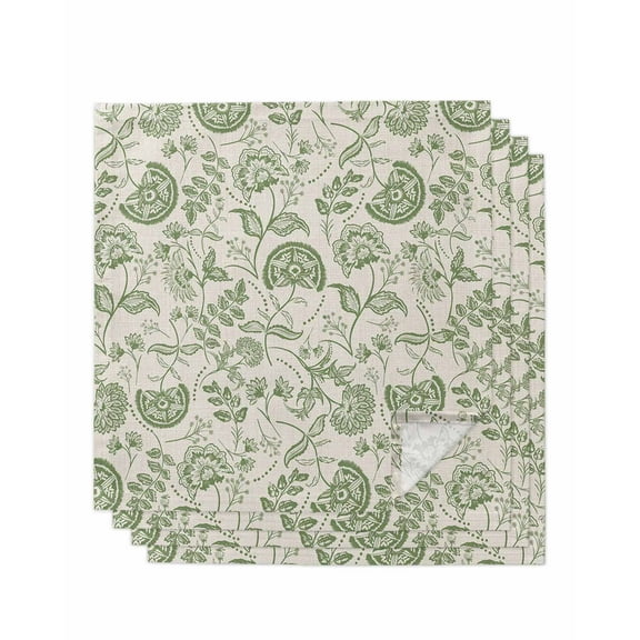 Hokiten Kitchen Dinner Napkins Set of 4 Sage Green Spring Floral Cloth Napkins Reusable Washable Table Napkins for Weddings Cocktail Parties Holiday Table Decor 20x20 Inch