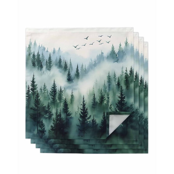 Hokiten Kitchen Dinner Napkins Set of 4 Spring Green Ombre Forest Cloth Napkins Reusable Washable Table Napkins for Weddings Cocktail Parties Holiday Table Decor 20x20 Inch
