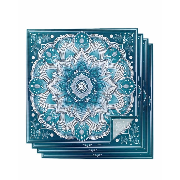 Hokiten Kitchen Dinner Napkins Set of 4 Teal Blue Boho Cloth Napkins Reusable Washable Table Napkins for Weddings Cocktail Parties Holiday Table Decor 20x20 Inch