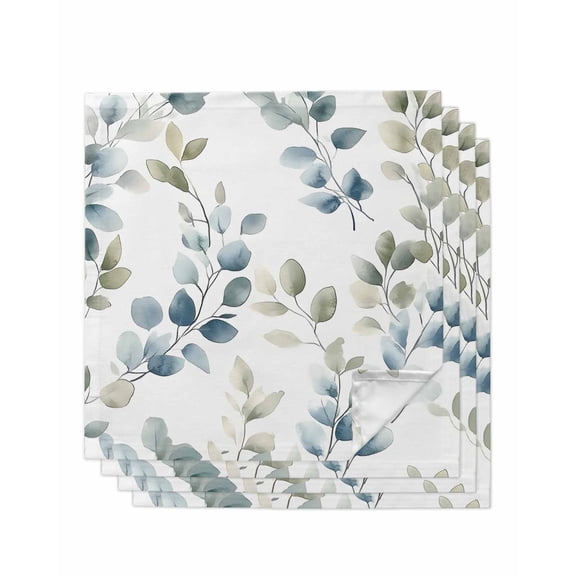 Hokiten Kitchen Dinner Napkins Set of 4 Teal Blue Botanical Cloth Napkins Reusable Washable Table Napkins for Weddings Cocktail Parties Holiday Table Decor 20x20 Inch