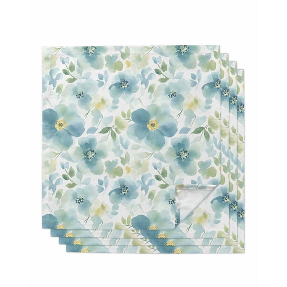 Hokiten Kitchen Dinner Napkins Set of 4 Teal Blue Flower Cloth Napkins Reusable Washable Table Napkins for Weddings Cocktail Parties Holiday Table Decor 20x20 Inch