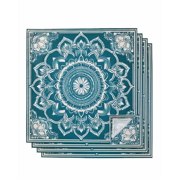 Hokiten Kitchen Dinner Napkins Set of 4 Teal Boho Cloth Napkins Reusable Washable Table Napkins for Weddings Cocktail Parties Holiday Table Decor 20x20 Inch