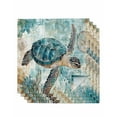 thumbnail image 1 of Hokiten Kitchen Dinner Napkins Set of 4 Teal Coastal Turtle Cloth Napkins Reusable Washable Table Napkins for Weddings Cocktail Parties Holiday Table Decor 20x20 Inch, 1 of 8