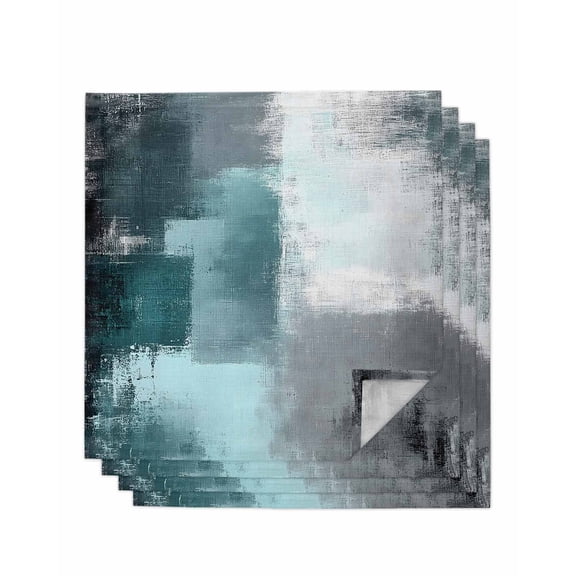 Hokiten Kitchen Dinner Napkins Set of 4 Teal Gray Cloth Napkins Reusable Washable Table Napkins for Weddings Cocktail Parties Holiday Table Decor 20x20 Inch