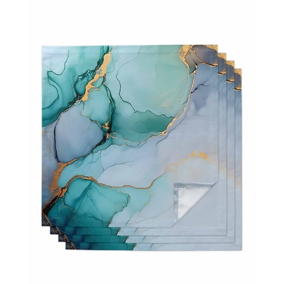 Hokiten Kitchen Dinner Napkins Set of 4 Teal Marble Cloth Napkins Reusable Washable Table Napkins for Weddings Cocktail Parties Holiday Table Decor 20x20 Inch