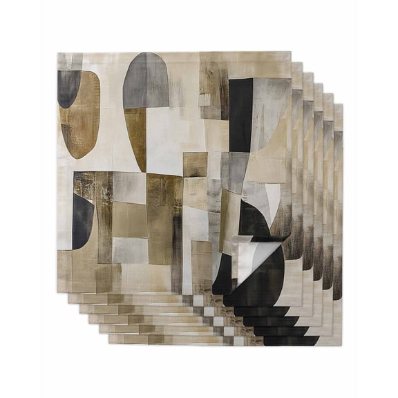 Hokiten Kitchen Dinner Napkins Set of 6 Abstract Black Brown Cloth Napkins Reusable Washable Table Napkins for Weddings Cocktail Parties Holiday Table Decor 20x20 Inch