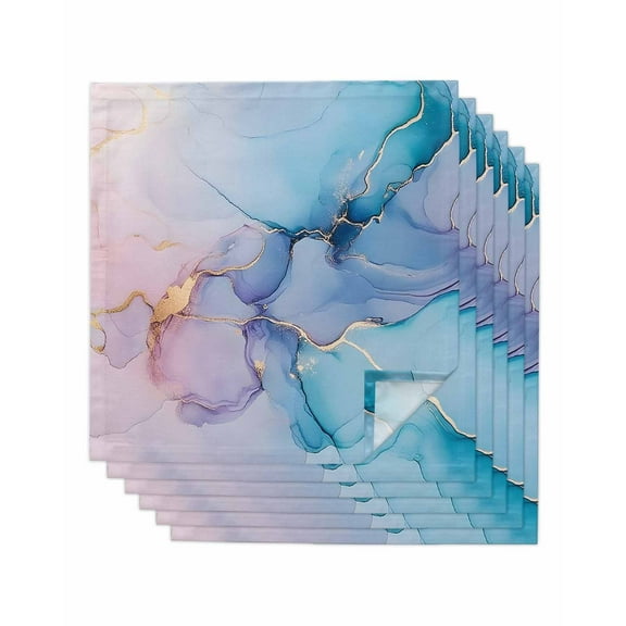 Hokiten Kitchen Dinner Napkins Set of 6 Abstract Marble Turquoise Cloth Napkins Reusable Washable Table Napkins for Weddings Cocktail Parties Holiday Table Decor 20x20 Inch