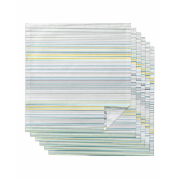 Hokiten Kitchen Dinner Napkins Set of 6 Aqua Yellow Stripe Cloth Napkins Reusable Washable Table Napkins for Weddings Cocktail Parties Holiday Table Decor 20x20 Inch