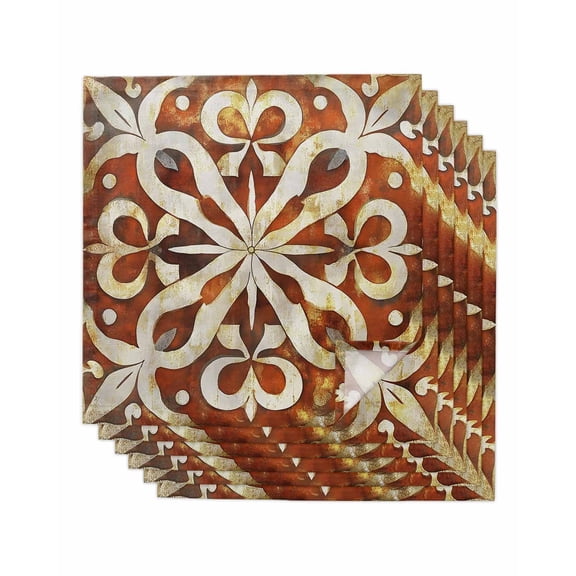 Hokiten Kitchen Dinner Napkins Set of 6 Burnt Orange Retro Cloth Napkins Reusable Washable Table Napkins for Weddings Cocktail Parties Holiday Table Decor 20x20 Inch