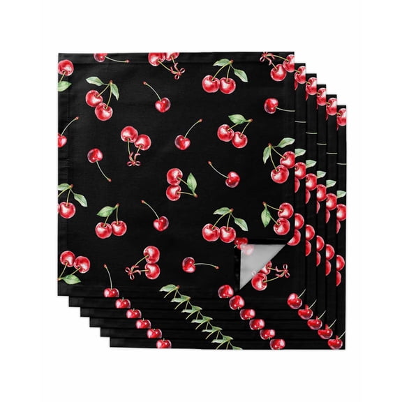 Hokiten Kitchen Dinner Napkins Set of 6 Cherry Rustic Cloth Napkins Reusable Washable Table Napkins for Weddings Cocktail Parties Holiday Table Decor 20x20 Inch