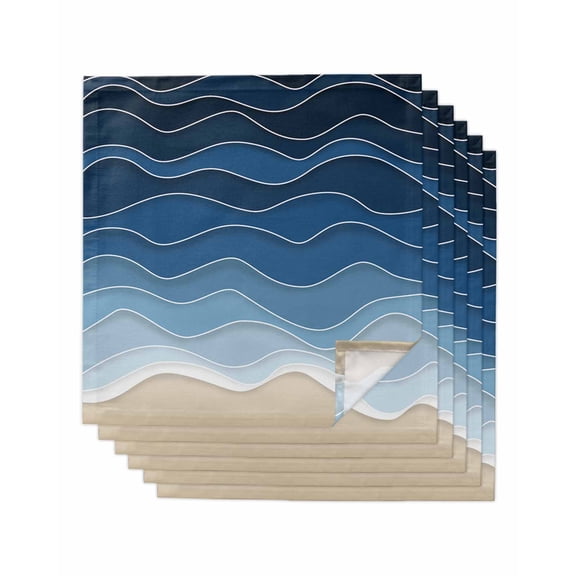 Hokiten Kitchen Dinner Napkins Set of 6 Dark Blue Waves Cloth Napkins Reusable Washable Table Napkins for Weddings Cocktail Parties Holiday Table Decor 20x20 Inch