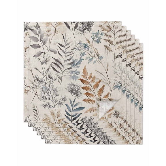 Hokiten Kitchen Dinner Napkins Set of 6 Farmhouse Leaves Cloth Napkins Reusable Washable Table Napkins for Weddings Cocktail Parties Holiday Table Decor 20x20 Inch