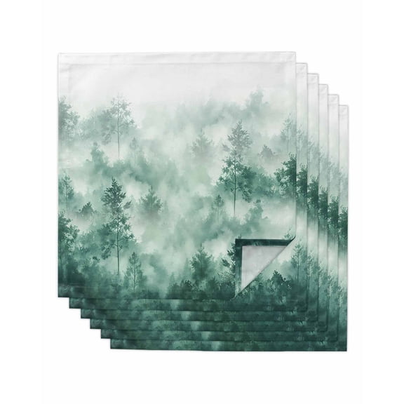 Hokiten Kitchen Dinner Napkins Set of 6 Green Forest Rustic Cloth Napkins Reusable Washable Table Napkins for Weddings Cocktail Parties Holiday Table Decor 20x20 Inch