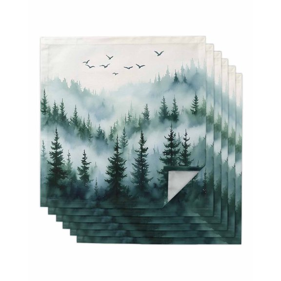 Hokiten Kitchen Dinner Napkins Set of 6 Green White Ombre Tree Cloth Napkins Reusable Washable Table Napkins for Weddings Cocktail Parties Holiday Table Decor 20x20 Inch