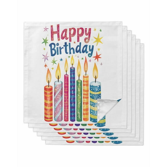 Hokiten Kitchen Dinner Napkins Set of 6 Happy Birthday Cloth Napkins Reusable Washable Table Napkins for Weddings Cocktail Parties Holiday Table Decor 20x20 Inch