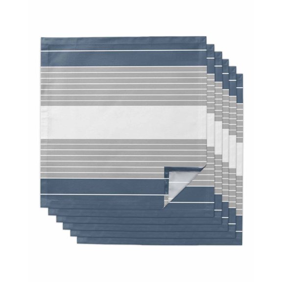 Hokiten Kitchen Dinner Napkins Set of 6 Haze Blue Grey Stripe Cloth Napkins Reusable Washable Table Napkins for Weddings Cocktail Parties Holiday Table Decor 20x20 Inch