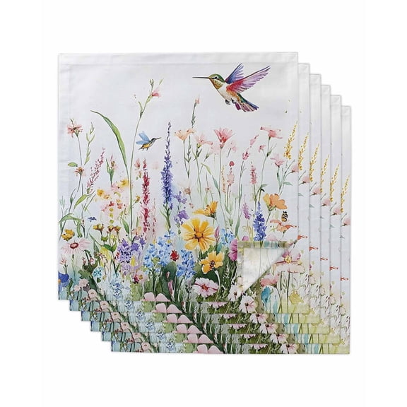 Hokiten Kitchen Dinner Napkins Set of 6 Hummingbird Floral Cloth Napkins Reusable Washable Table Napkins for Weddings Cocktail Parties Holiday Table Decor 20x20 Inch