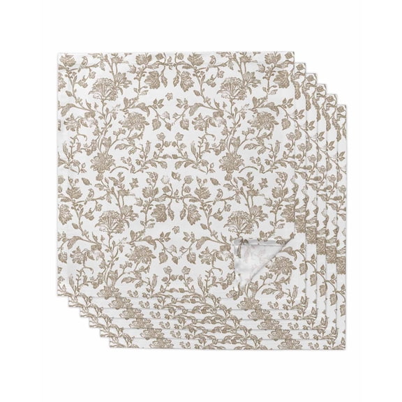Hokiten Kitchen Dinner Napkins Set of 6 Khaki Flower Cloth Napkins Reusable Washable Table Napkins for Weddings Cocktail Parties Holiday Table Decor 20x20 Inch