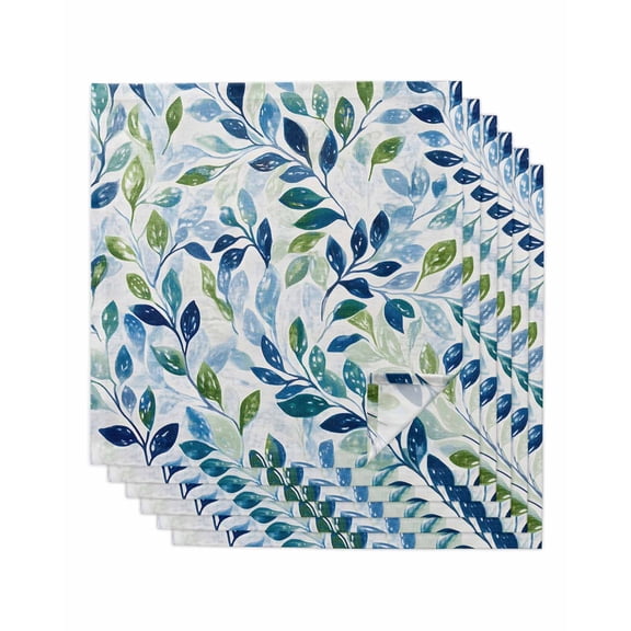 Hokiten Kitchen Dinner Napkins Set of 6 Navy Blue Leaves Cloth Napkins Reusable Washable Table Napkins for Weddings Cocktail Parties Holiday Table Decor 20x20 Inch