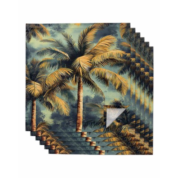 Hokiten Kitchen Dinner Napkins Set of 6 Palm Tree Cloth Napkins Reusable Washable Table Napkins for Weddings Cocktail Parties Holiday Table Decor 20x20 Inch