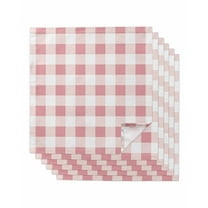 Hokiten Kitchen Dinner Napkins Set of 6 Pink Checkered Cloth Napkins Reusable Washable Table Napkins for Weddings Cocktail Parties Holiday Table Decor 20x20 Inch