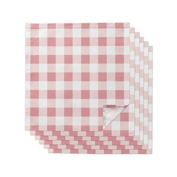 Hokiten Kitchen Dinner Napkins Set of 6 Pink Checkered Cloth Napkins Reusable Washable Table Napkins for Weddings Cocktail Parties Holiday Table Decor 20x20 Inch